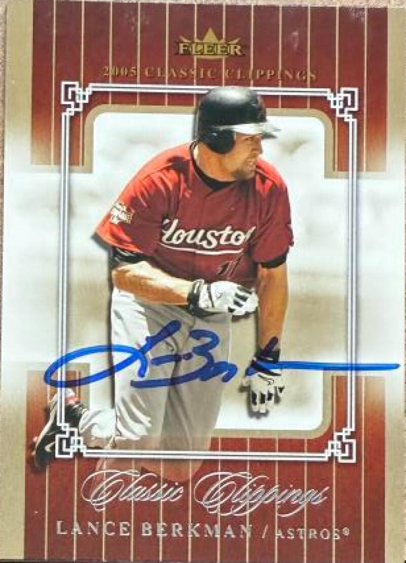 Lance Berkman Signed 2005 Fleer Classic Clippings Baseball Card - Houston Astros #40