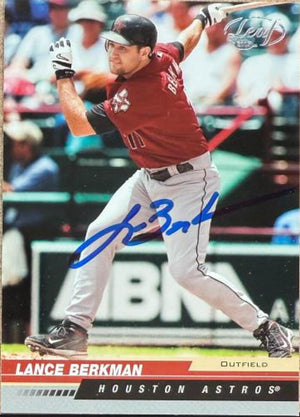 Lance Berkman Signed 2005 Leaf Baseball Card - Houston Astros #90