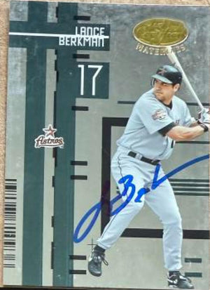 Lance Berkman Signed 2005 Leaf Certified Materials Baseball Card - Houston Astros #93