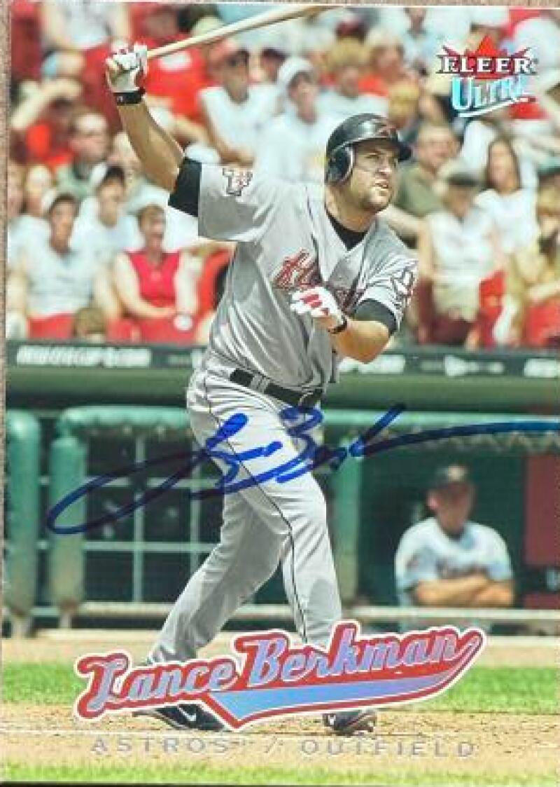 Lance Berkman Signed 2005 Fleer Ultra Baseball Card - Houston Astros #196