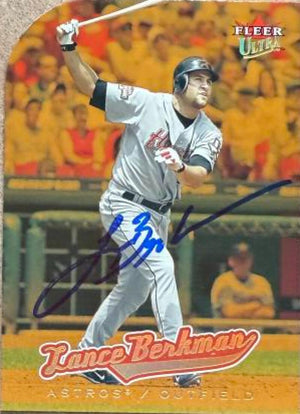 Lance Berkman Signed 2005 Fleer Ultra Gold Medallion Baseball Card - Houston Astros #196