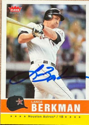Lance Berkman Signed 2006 Fleer Tradition Baseball Card - Houston Astros #20