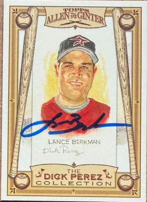 Lance Berkman Signed 2006 Topps Allen & Ginter - Dick Perez Sketches Baseball Card - Houston Astros #12