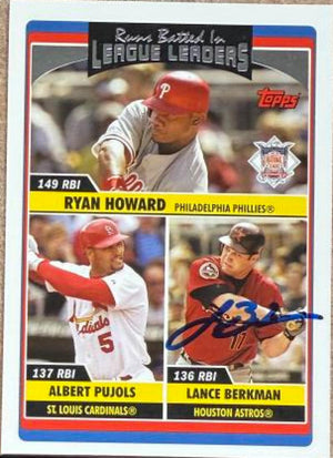 Lance Berkman Signed 2006 Topps Updates & Highlights Baseball Card - Houston Astros #UH212 2006 NL Runs Batted In Leaders
