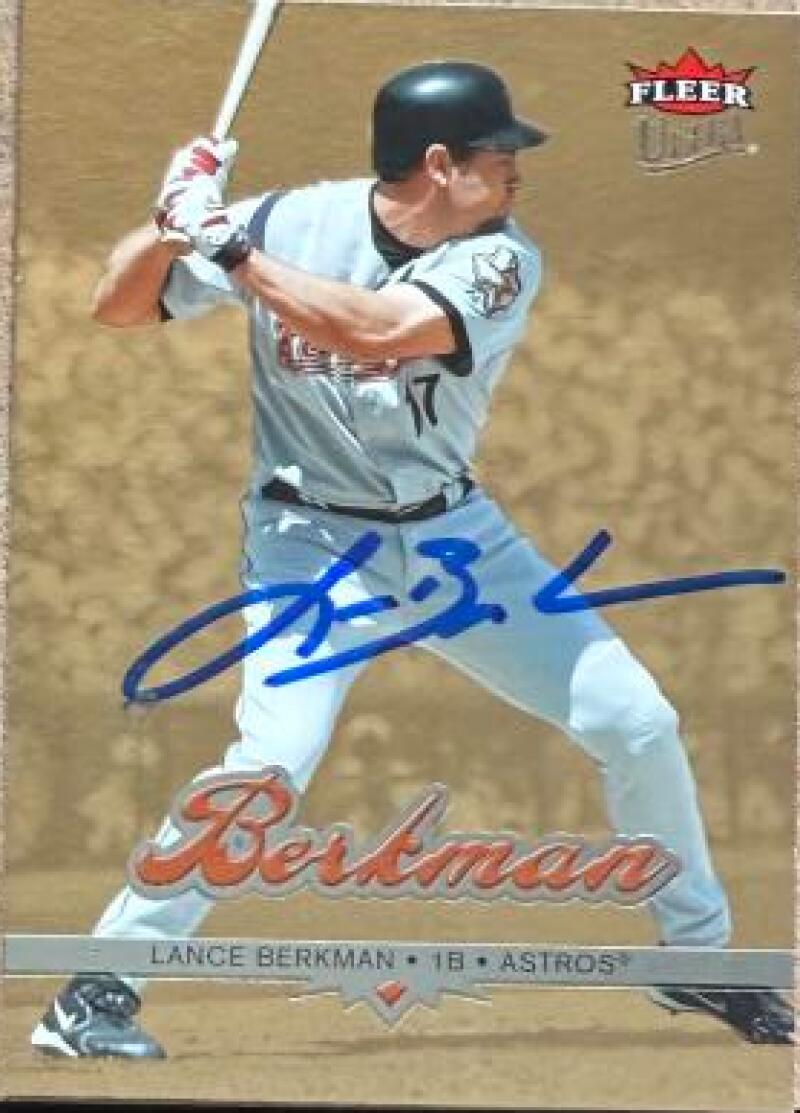 Lance Berkman Signed 2006 Fleer Ultra Gold Medallion Baseball Card - Houston Astros #8