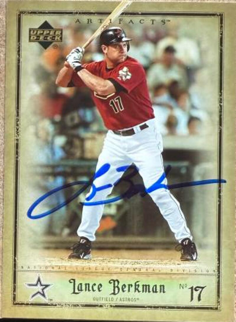 Lance Berkman Signed 2006 Upper Deck Artifacts Baseball Card - Houston Astros #36
