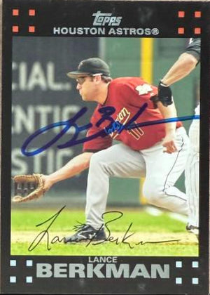Lance Berkman Signed 2007 Topps Baseball Card - Houston Astros #590