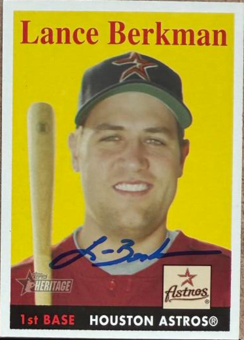 Lance Berkman Signed 2007 Topps Heritage Baseball Card - Houston Astros #323