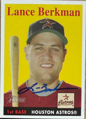 Lance Berkman Signed 2007 Topps Heritage Baseball Card - Houston Astros #323