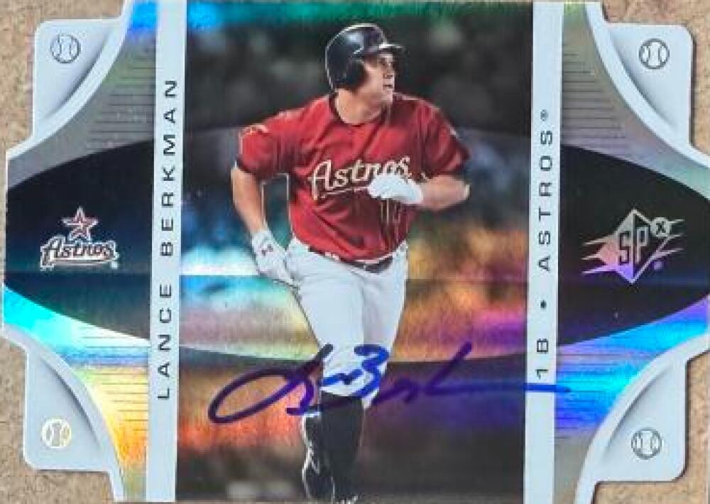 Lance Berkman Signed 2008 SPx Baseball Card - Houston Astros #41