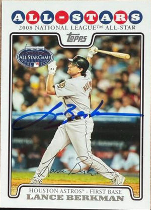 Lance Berkman Signed 2008 Topps Updates & Highlights Baseball Card - Houston Astros #UH25 AS