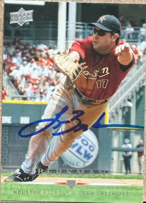 Lance Berkman Signed 2008 Upper Deck Baseball Card - Houston Astros #352 CL