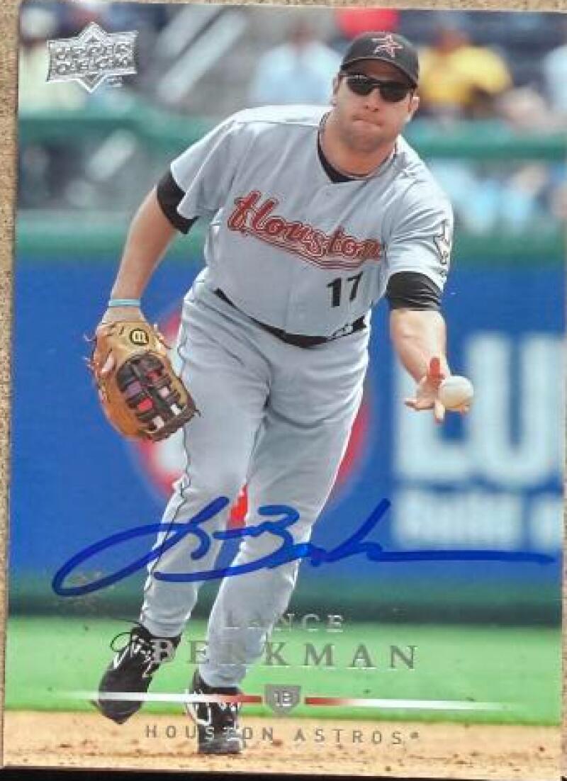 Lance Berkman Signed 2008 Upper Deck Baseball Card - Houston Astros #513