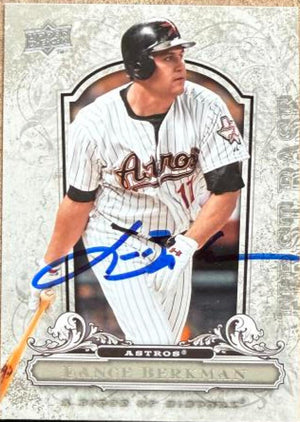Lance Berkman Signed 2008 Upper Deck A Piece of History Baseball Card - Houston Astros #40
