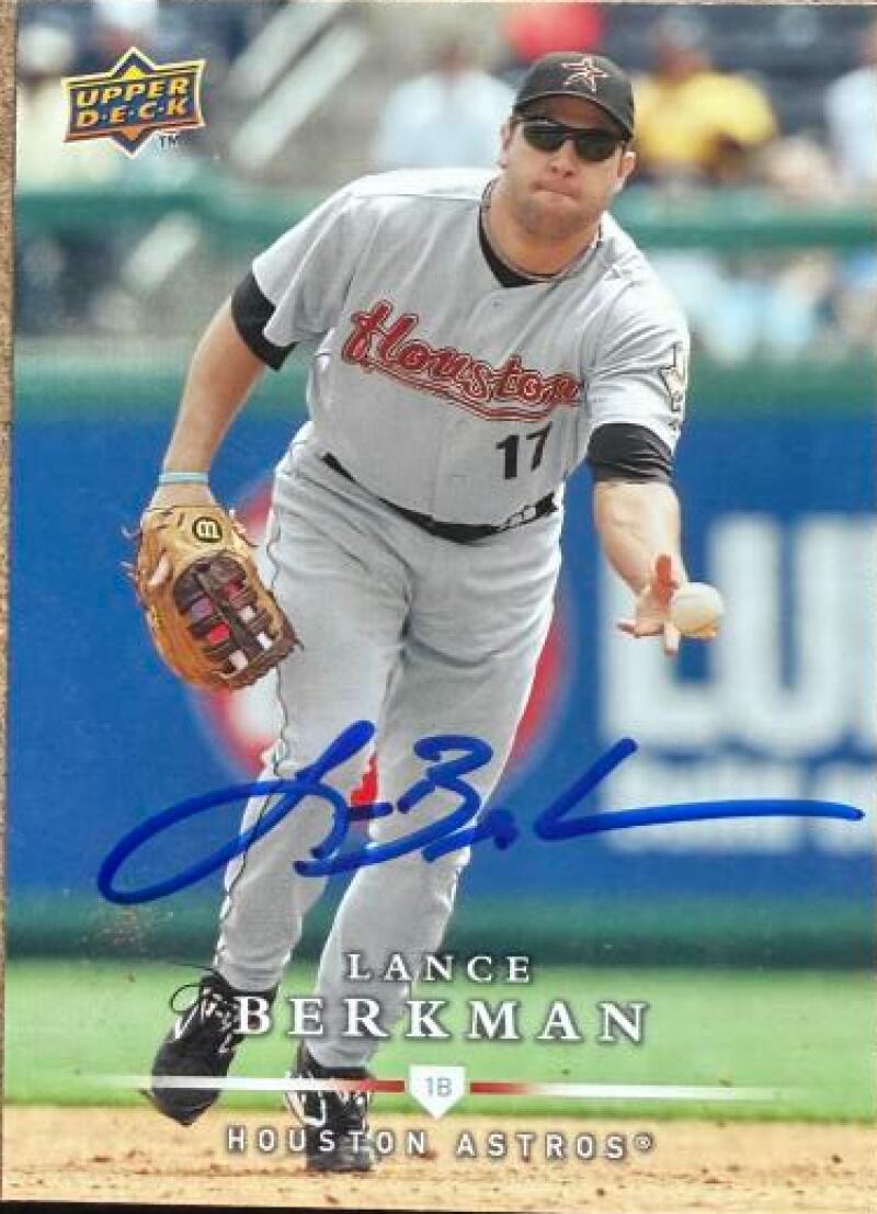 Lance Berkman Signed 2008 Upper Deck First Edition Baseball Card - Houston Astros #367