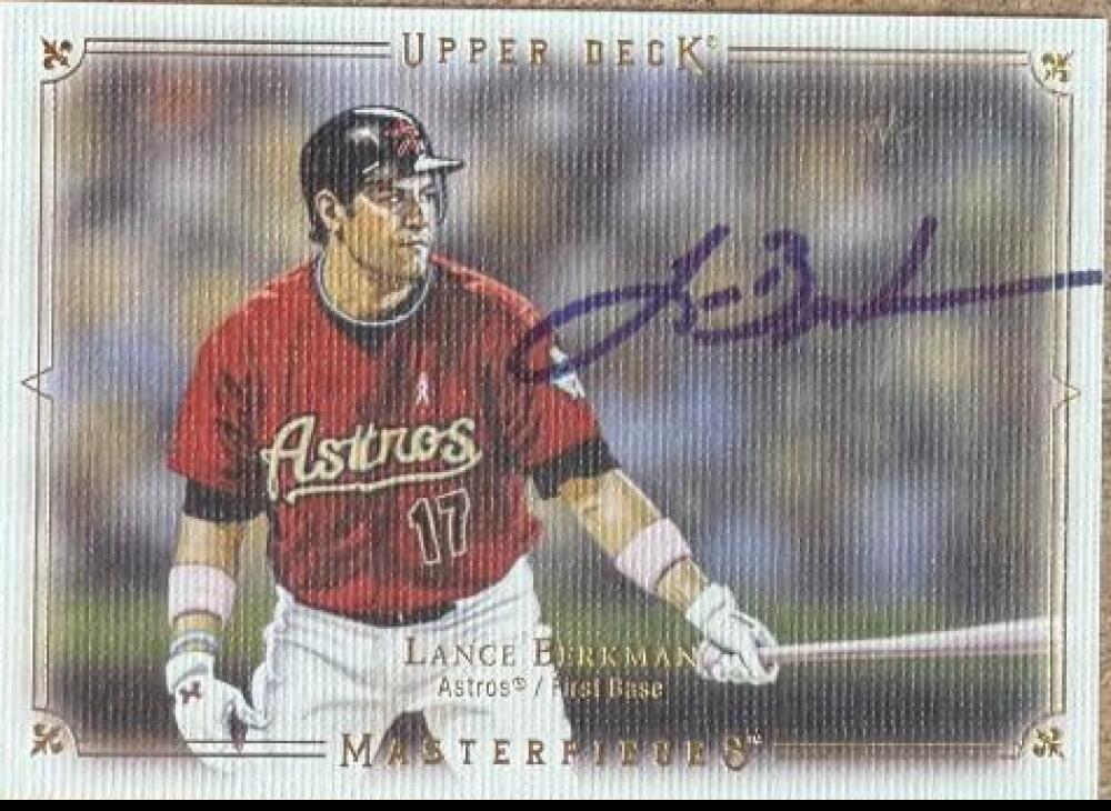 Lance Berkman Signed 2008 Upper Deck Masterpieces Baseball Card - Houston Astros #38