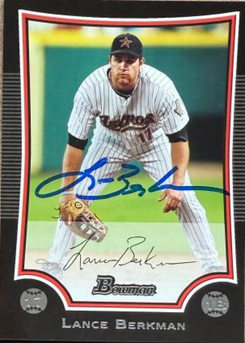 Lance Berkman Signed 2009 Bowman Baseball Card - Houston Astros #143