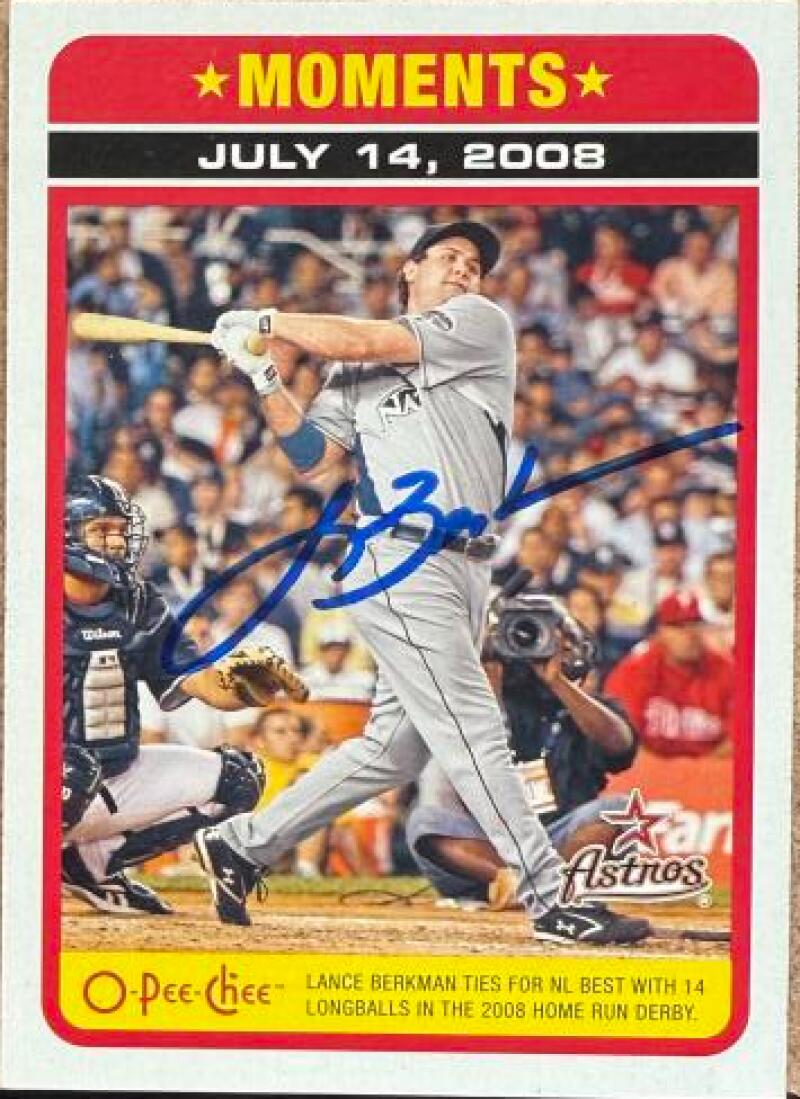 Lance Berkman Signed 2009 O-Pee-Chee Baseball Card - Houston Astros #557