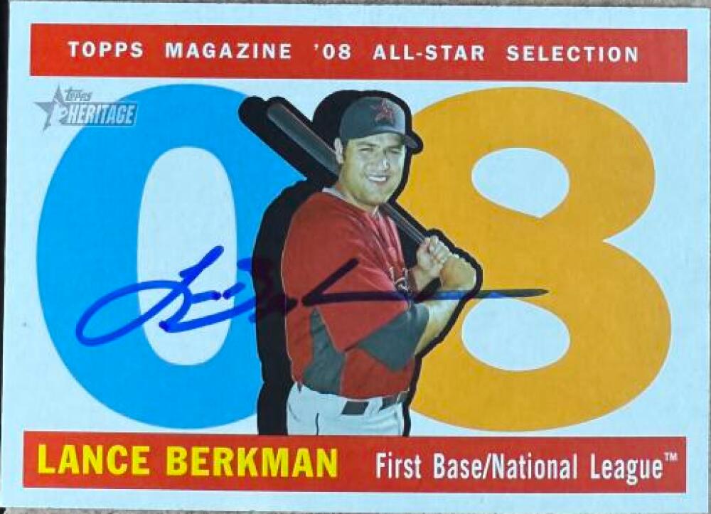 Lance Berkman Signed 2009 Topps Heritage Baseball Card - Houston Astros #482 SP