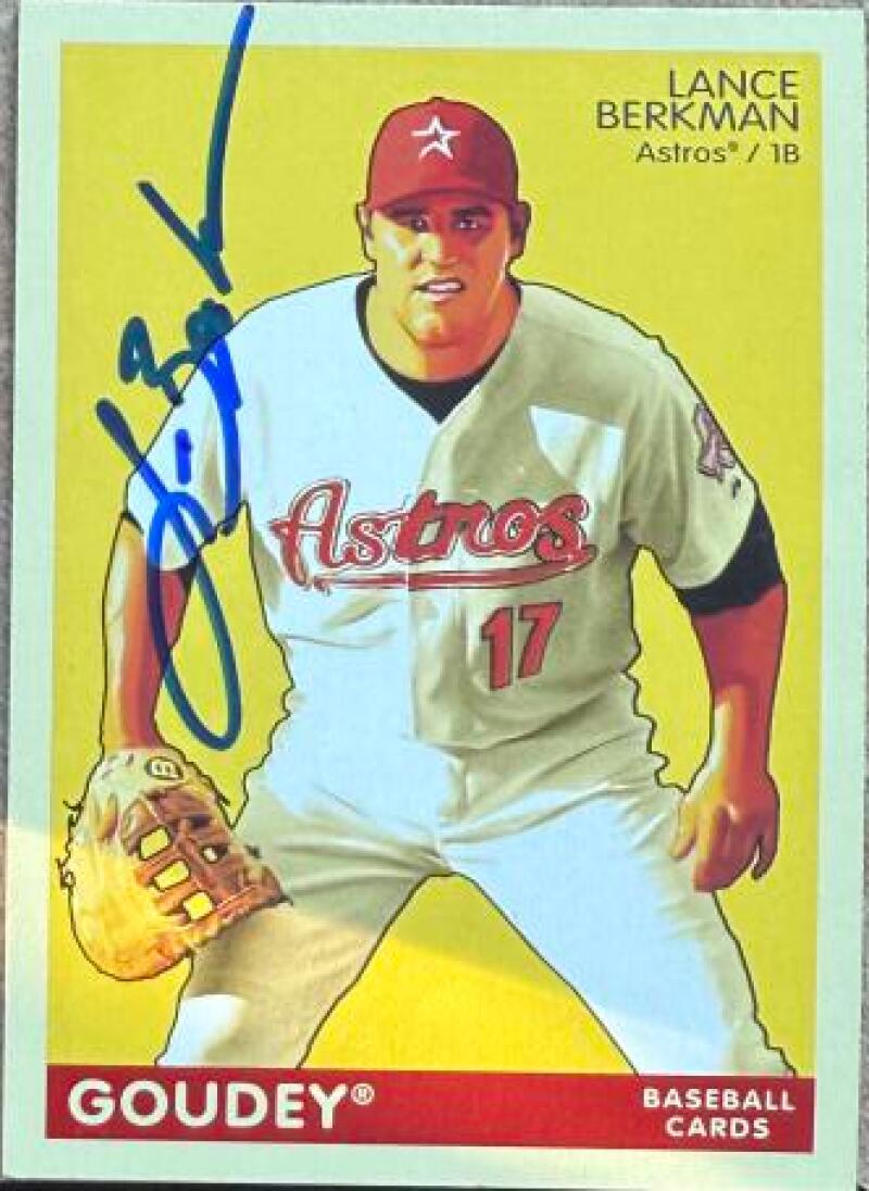 Lance Berkman Signed 2009 Upper Deck Goudey Baseball Card - Houston Astros #82