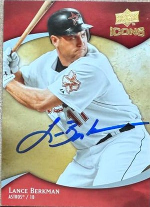 Lance Berkman Signed 2009 Upper Deck Icons Baseball Card - Houston Astros #72