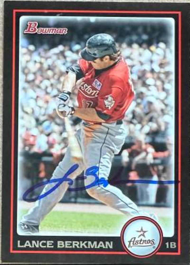 Lance Berkman Signed 2010 Bowman Baseball Card - Houston Astros #108