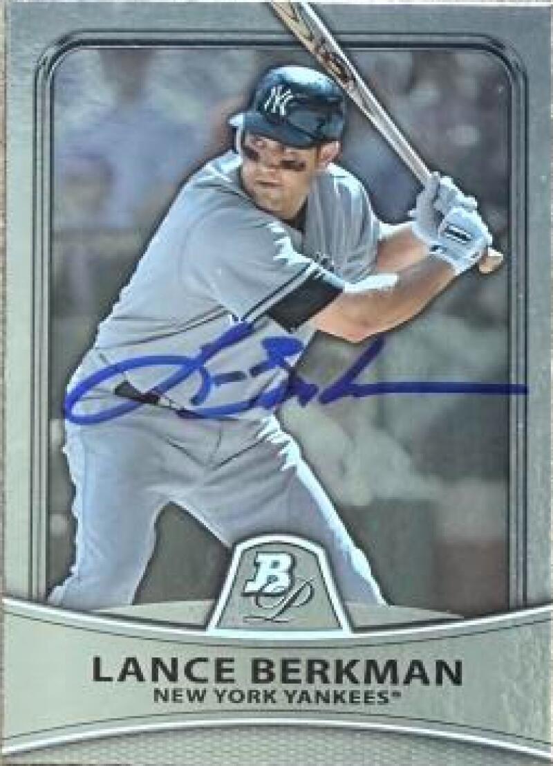 Lance Berkman Signed 2010 Bowman Platinum Baseball Card - New York Yankees #85