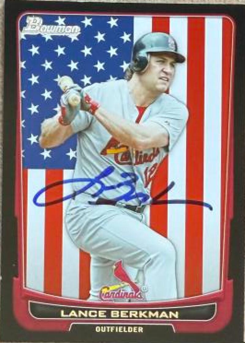 Lance Berkman Signed 2012 Bowman International Baseball Card - St Louis Cardinals #36