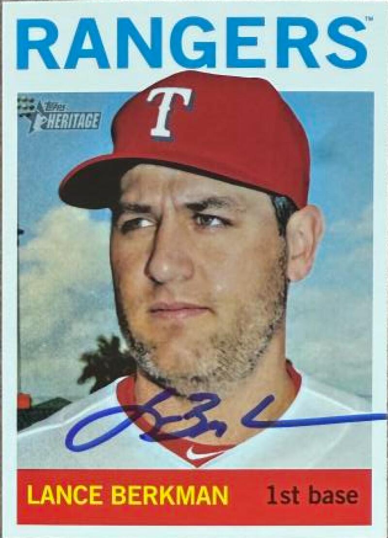 Lance Berkman Signed 2013 Topps Heritage Baseball Card - Texas Rangers #317