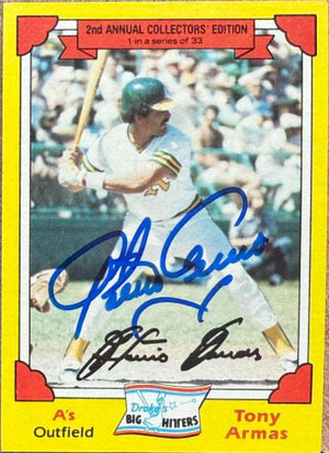 Tony Armas Signed 1982 Topps Drake's Big Hitters Baseball Card - Oakland A's