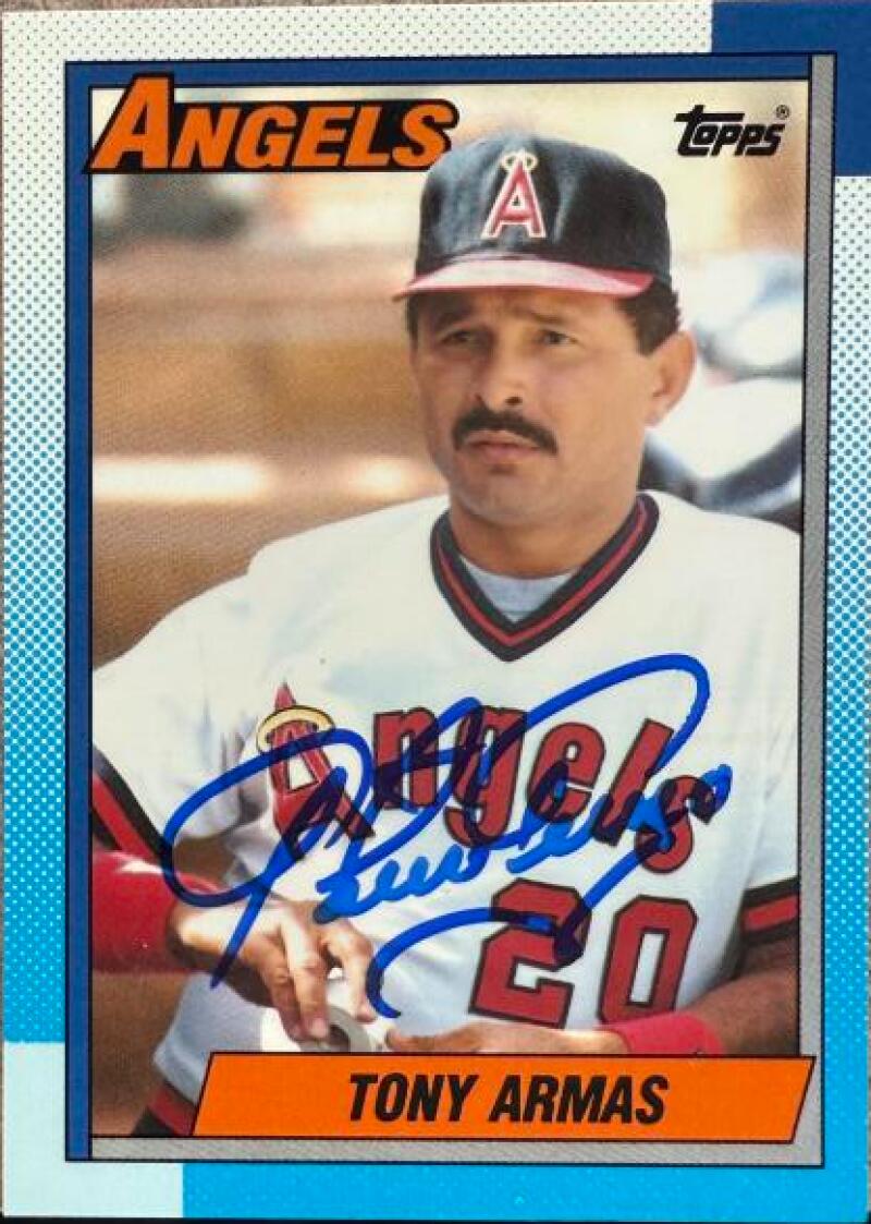 Carte de baseball Topps TIFFANY 1990 signée par Tony Armas - Los Angeles Angels #603