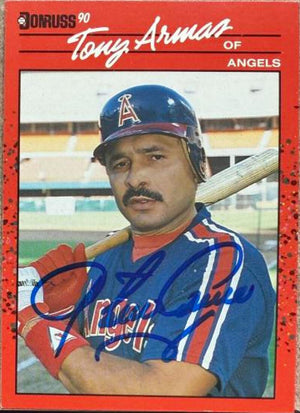 Tony Armas Signed 1990 Donruss Baseball Card - Los Angeles Angels #525