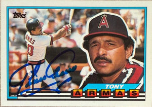 Tony Armas Signed 1989 Topps Big Baseball Card - California Angels #99