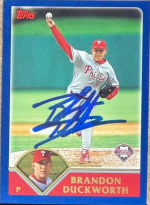 Carte de baseball Topps 2003 signée par Brandon Duckworth - Phillies de Philadelphie n° 37