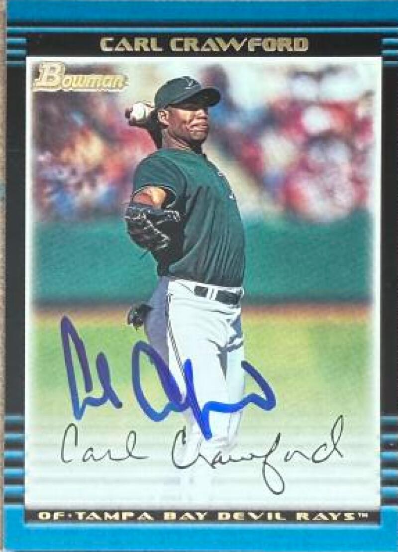 Carte de baseball Bowman 2002 signée par Carl Crawford - Rays de Tampa Bay n° 280