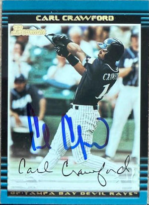 Carte de baseball signée par Carl Crawford, collection Bowman Draft Picks &amp; Prospects 2002 - Tampa Bay Rays #BDP139