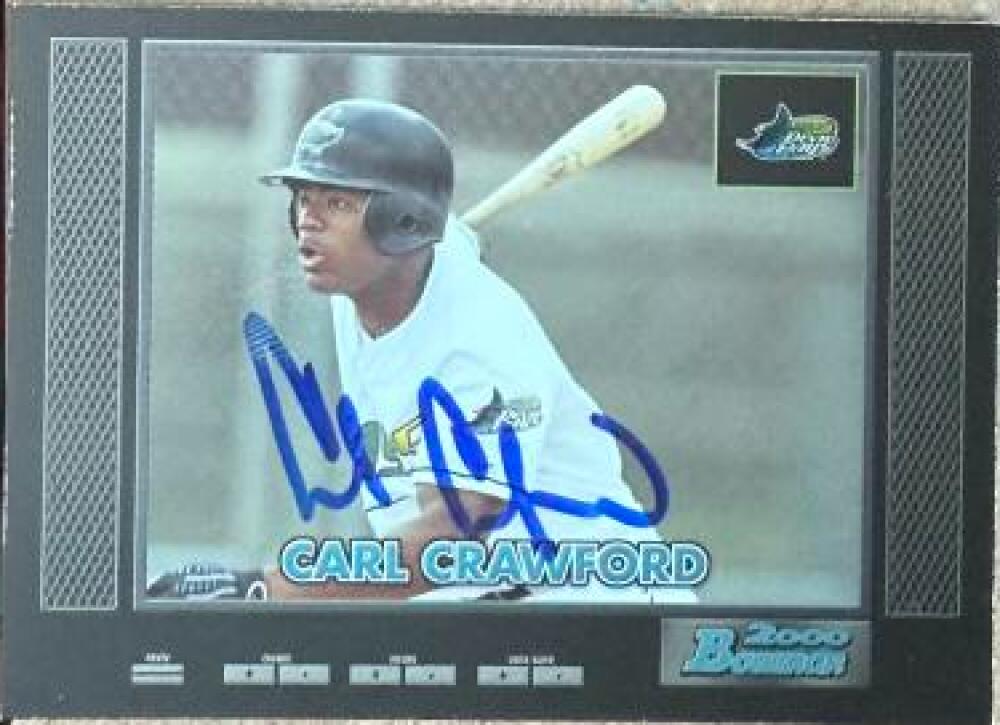 Carte de baseball Bowman Retro/Future 2000 signée par Carl Crawford - Tampa Bay Rays #199
