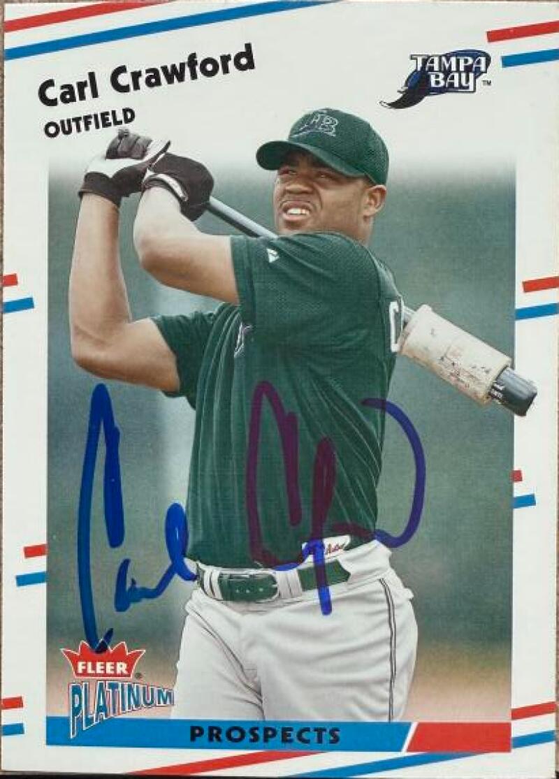 Carl Crawford Signed 2003 Fleer Platinum Baseball Card - Tampa Bay Rays #231