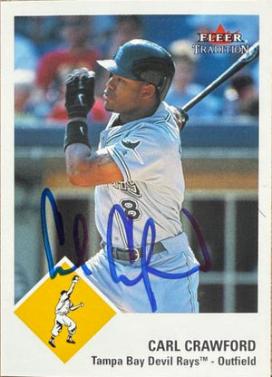 Carte de baseball Fleer Tradition 2003 signée par Carl Crawford - Tampa Bay Rays #107