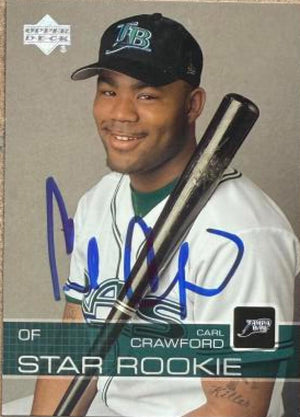 Carte de baseball Upper Deck 2003 signée par Carl Crawford - Tampa Bay Rays #30 SR