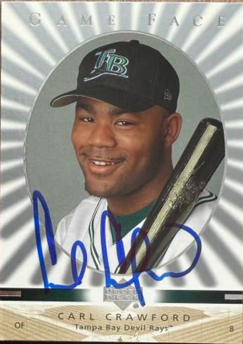 Carl Crawford Signed 2003 Upper Deck Game Face Baseball Card - Tampa Bay Rays #109