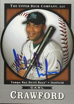 Carte de baseball Upper Deck Standing O! 2003 signée par Carl Crawford - Tampa Bay Rays n° 78