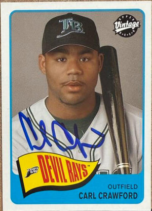 Carte de baseball vintage Upper Deck 2003 signée par Carl Crawford - Tampa Bay Rays #64