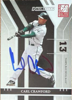 Carte de baseball Donruss Elite Extra Edition 2004 signée par Carl Crawford - Tampa Bay Rays #62