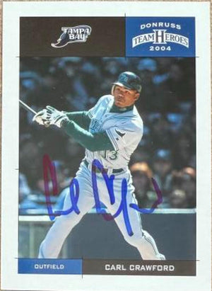 Carte de baseball Donruss Team Heroes 2004 signée par Carl Crawford - Rays de Tampa Bay n° 404