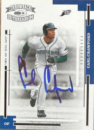 Carte de baseball Donruss Throwback Threads 2004 signée par Carl Crawford - Tampa Bay Rays #183