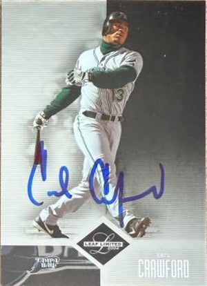 Carte de baseball Leaf Limited signée par Carl Crawford (2004) - Tampa Bay Rays n° 239 SN749