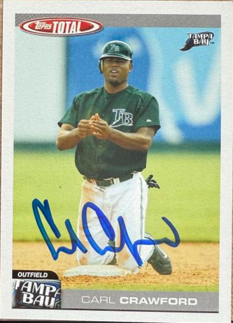 Carl Crawford Signed 2004 Topps Total Baseball Card - Tampa Bay Rays #660
