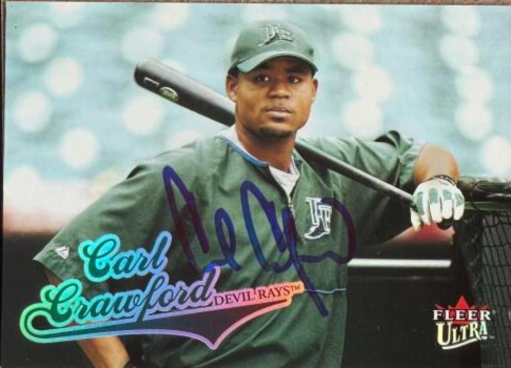 Carte de baseball Fleer Ultra 2004 signée par Carl Crawford - Rays de Tampa Bay n° 62
