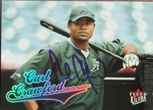 Carte de baseball Fleer Ultra 2004 signée par Carl Crawford - Rays de Tampa Bay n° 62